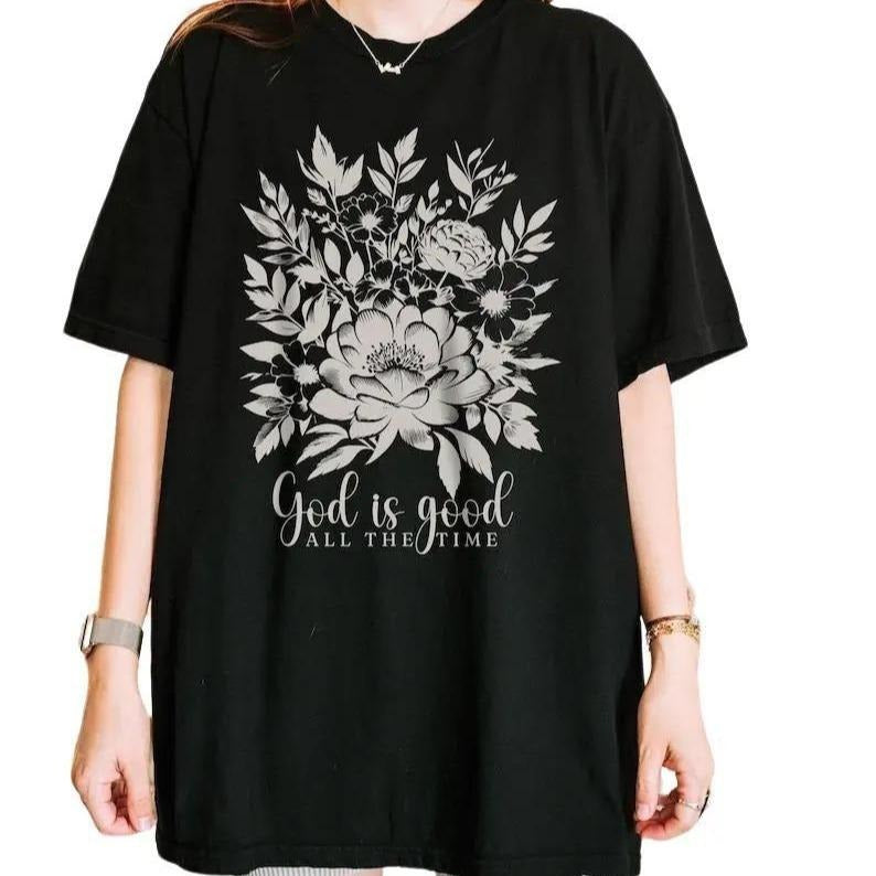 God Is Good Tshirt, Boho Christian Shirt For Women, Floral Bible Verse T-Shirt, Faith Based Jesus Apparel, Girls Religious Gift