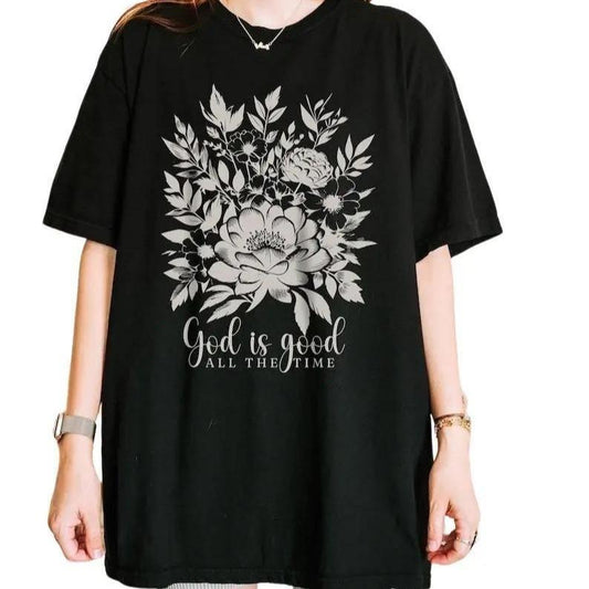 God Is Good Tshirt, Boho Christian Shirt For Women, Floral Bible Verse T-Shirt, Faith Based Jesus Apparel, Girls Religious Gift