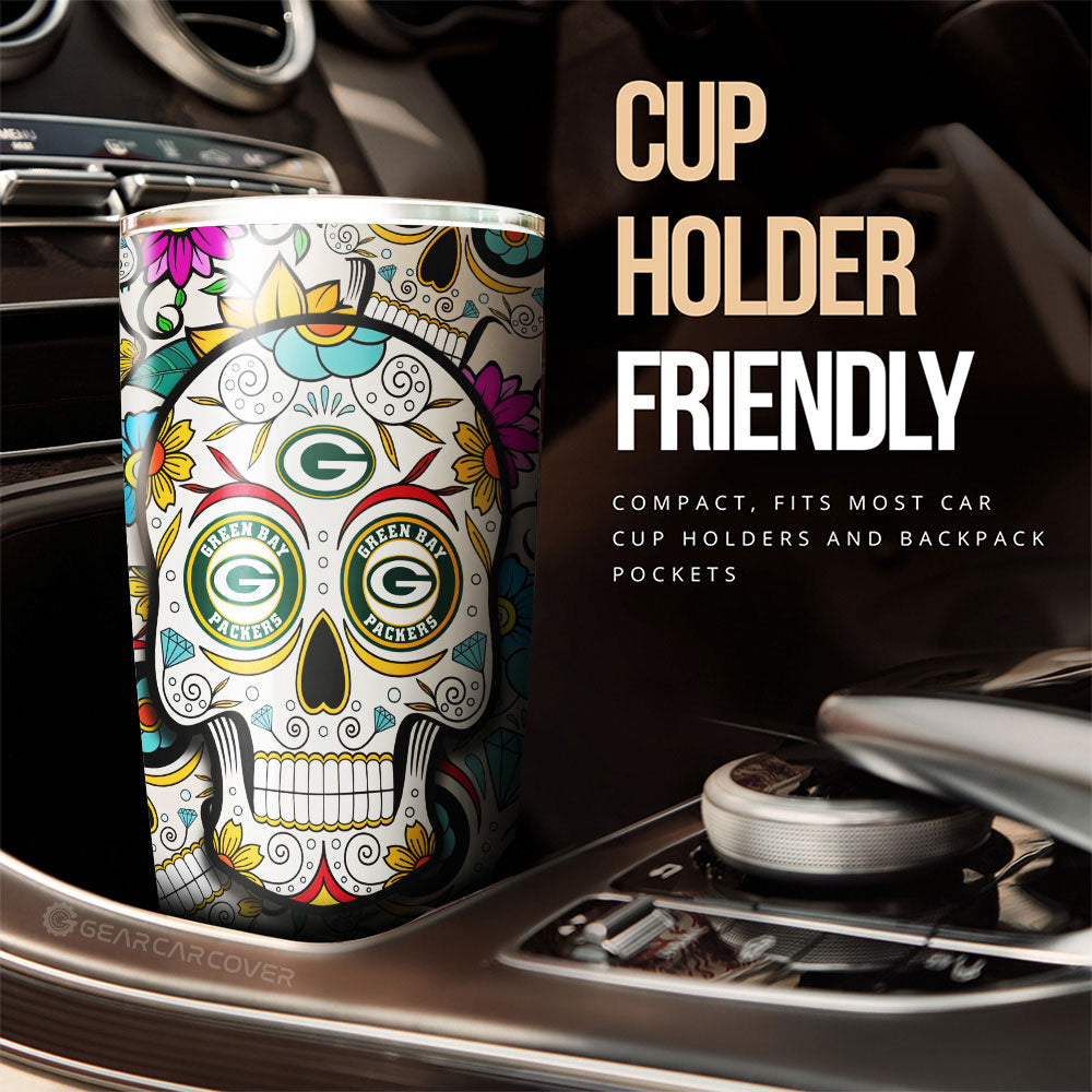 Green Bay Packers Tumbler Cup Custom Sugar Skull Car Accessories