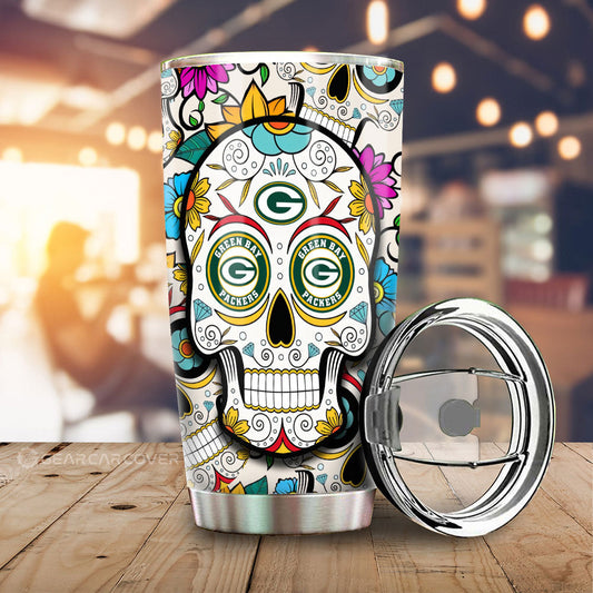 Green Bay Packers Tumbler Cup Custom Sugar Skull Car Accessories