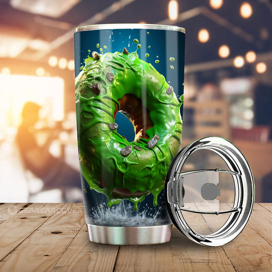Green Donuts Tumbler Cup Custom Girly Pattern Car Accessories