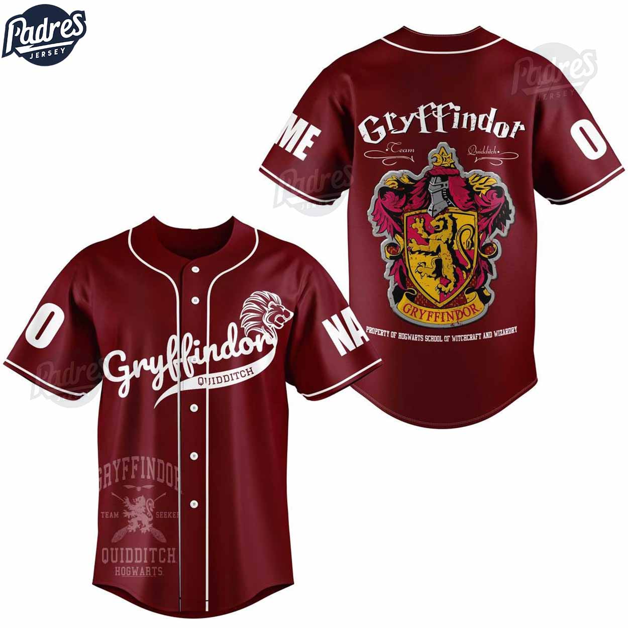 Gryffindor Quidditch Harry Potter Custom Baseball Jersey - Padres Jersey Oasis: Elevate Your Baseball Style Game