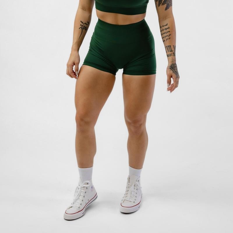 Gymreapers Legacy Compression Shorts for Women - Plain, Knitted Material, Evergreen