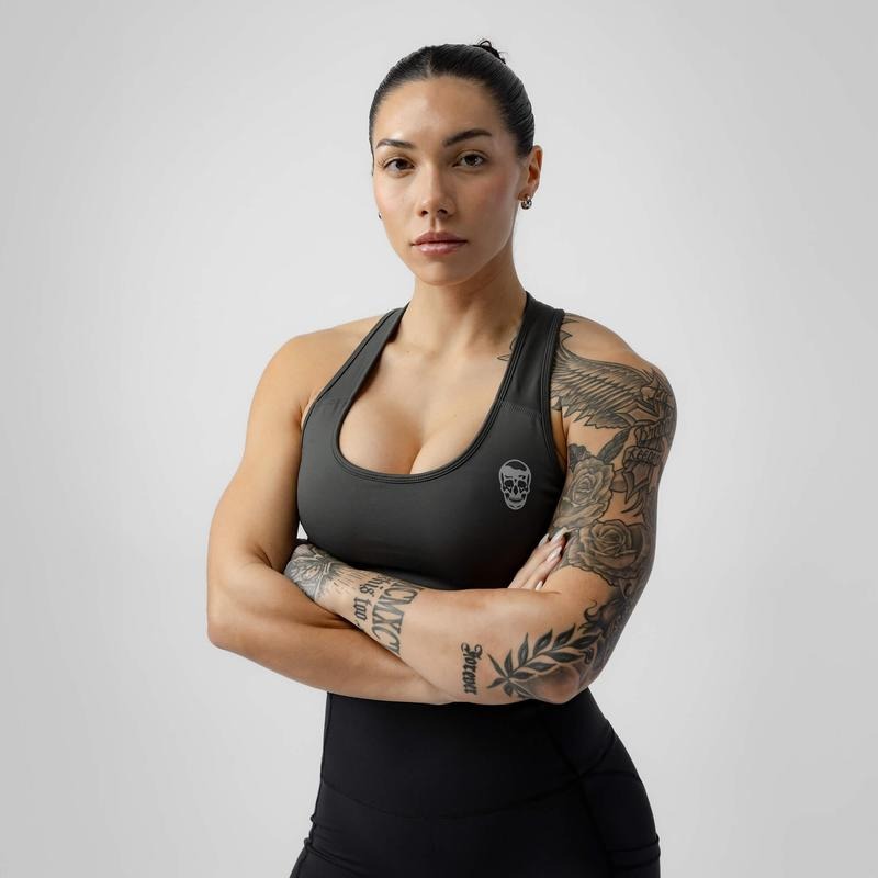 Gymreapers Performance Bra - Obsidian, Summer Season, Racerback Design, Medium to High Support