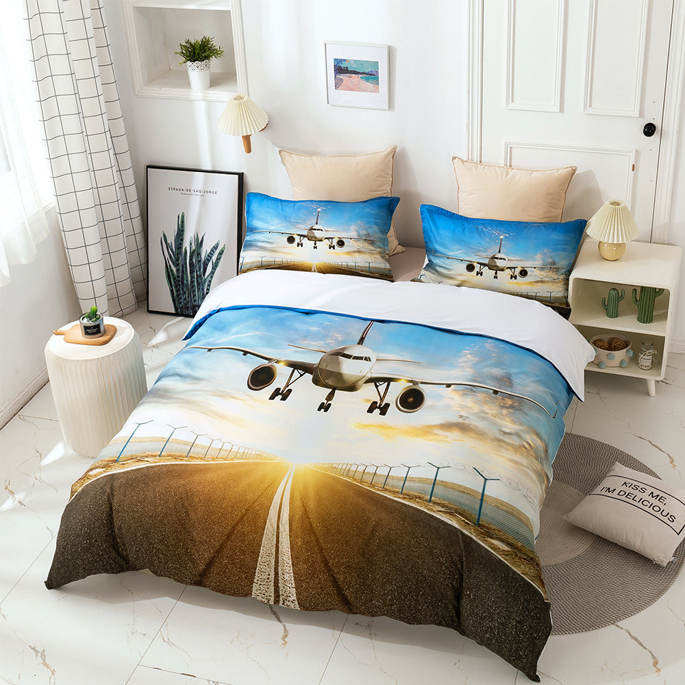3D Airplane Sunshine Sunrise Quilt Cover Set Bedding Set Duvet Cover Pillowcases 12