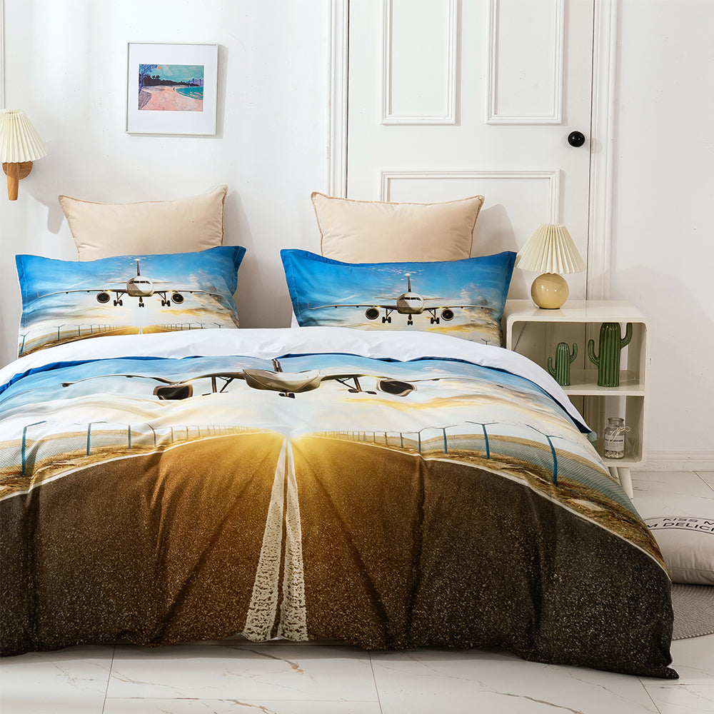 3D Airplane Sunshine Sunrise Quilt Cover Set Bedding Set Duvet Cover Pillowcases 12