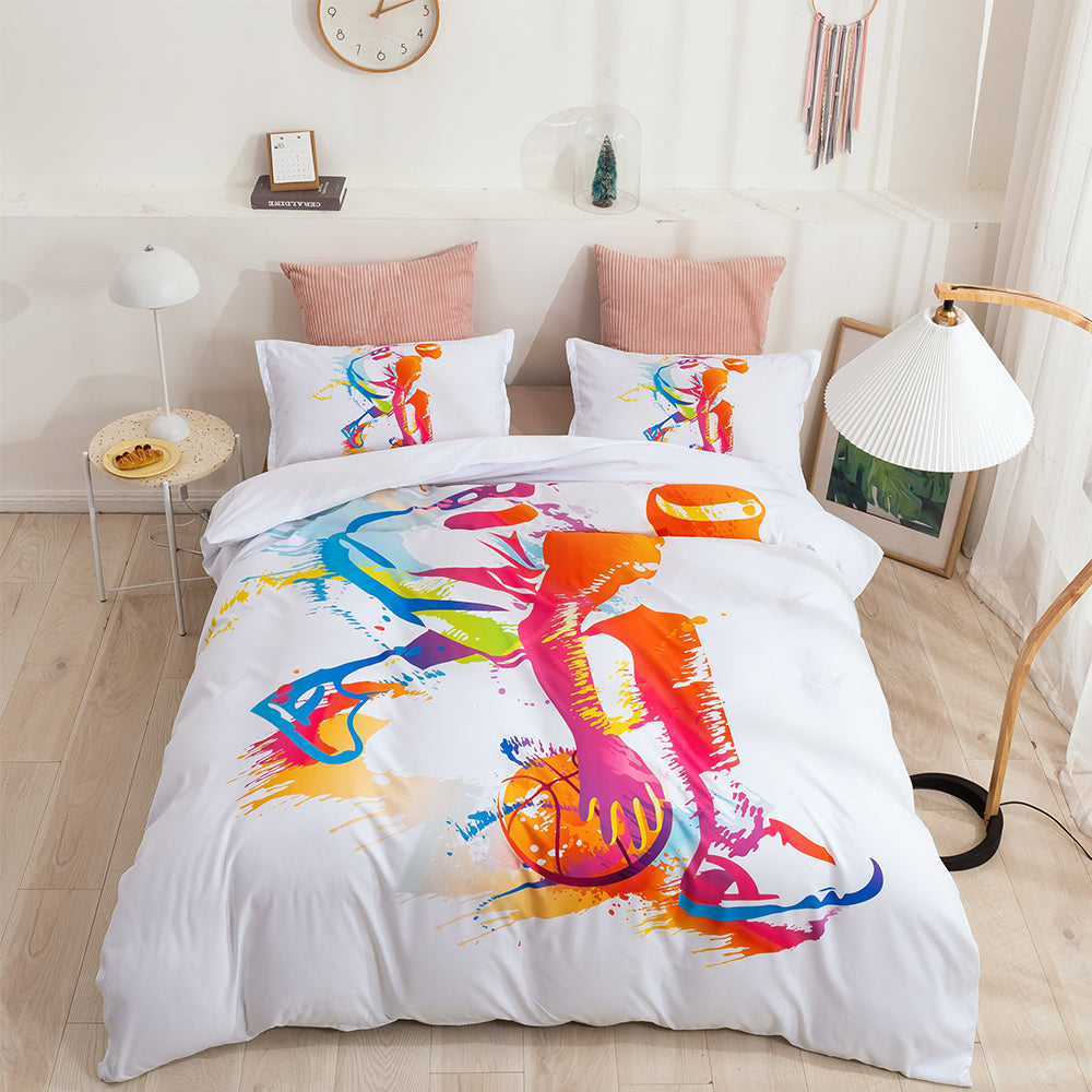 3D Basketball Colorful Watercolor Quilt Cover Set Bedding Set Duvet Cover Pillowcases 26