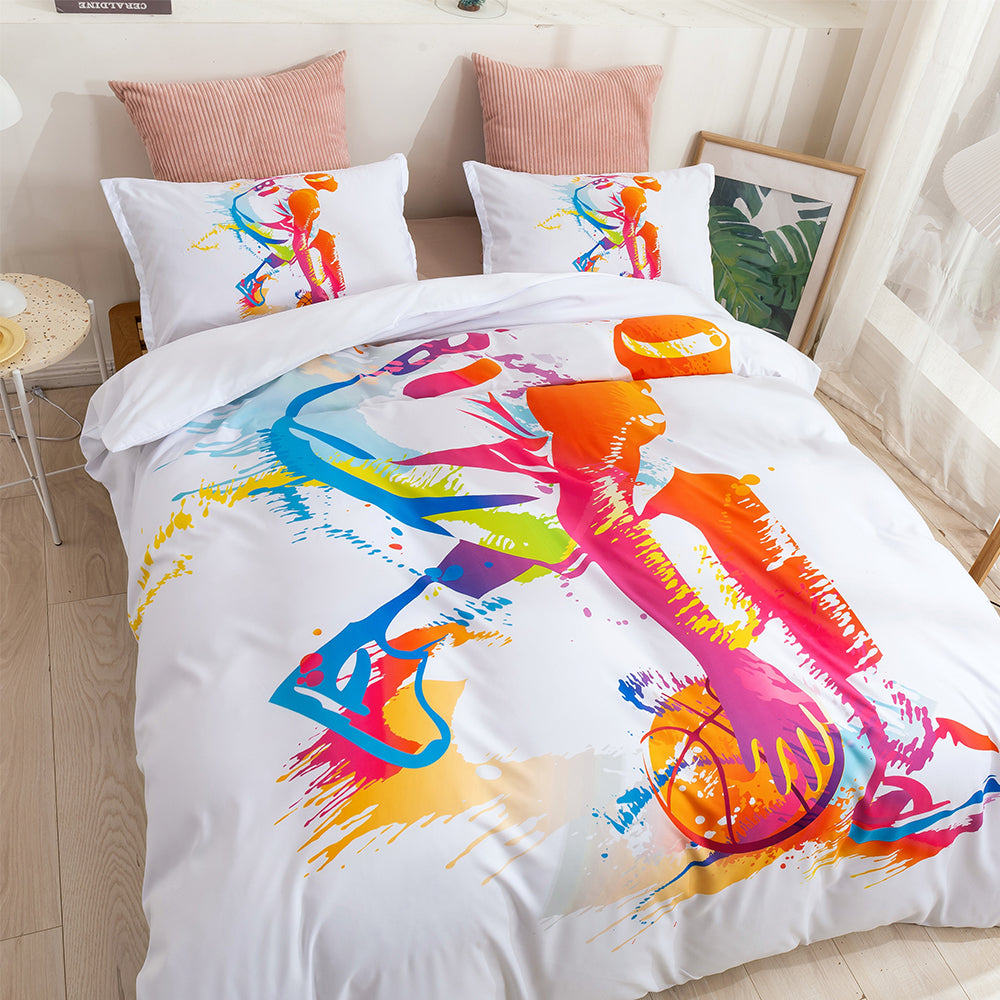 3D Basketball Colorful Watercolor Quilt Cover Set Bedding Set Duvet Cover Pillowcases 26