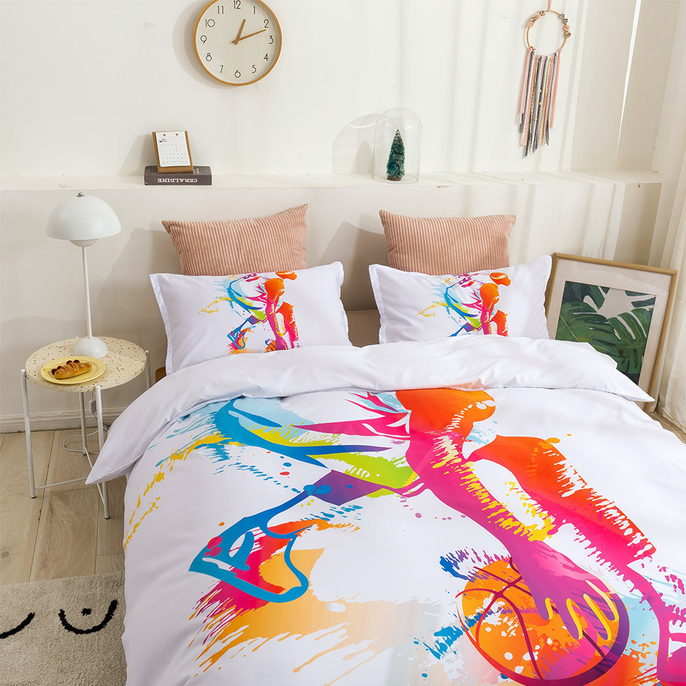 3D Basketball Colorful Watercolor Quilt Cover Set Bedding Set Duvet Cover Pillowcases 26