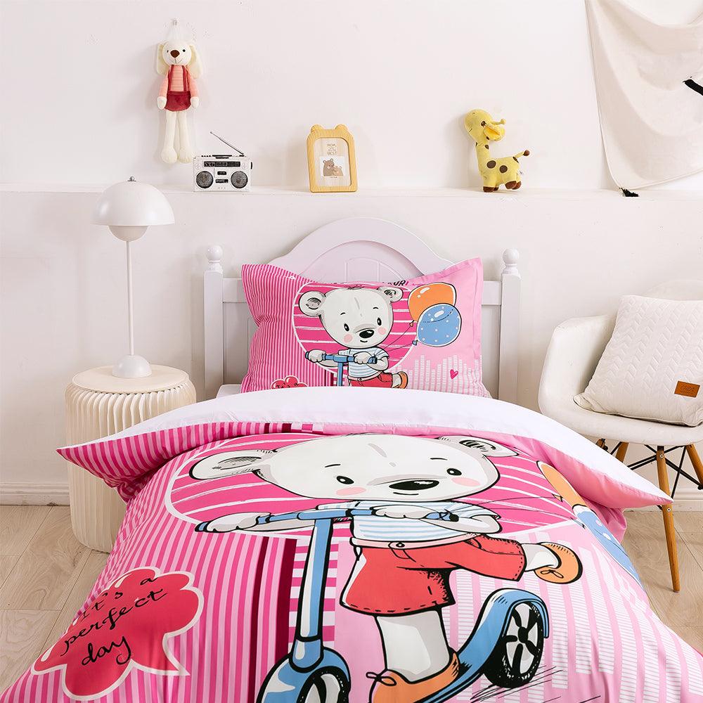 3D Cartoon Animal Bear Pink Quilt Cover Set Bedding Set Duvet Cover Pillowcases 352