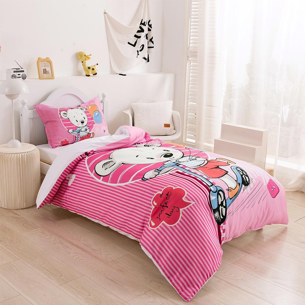 3D Cartoon Animal Bear Pink Quilt Cover Set Bedding Set Duvet Cover Pillowcases 352