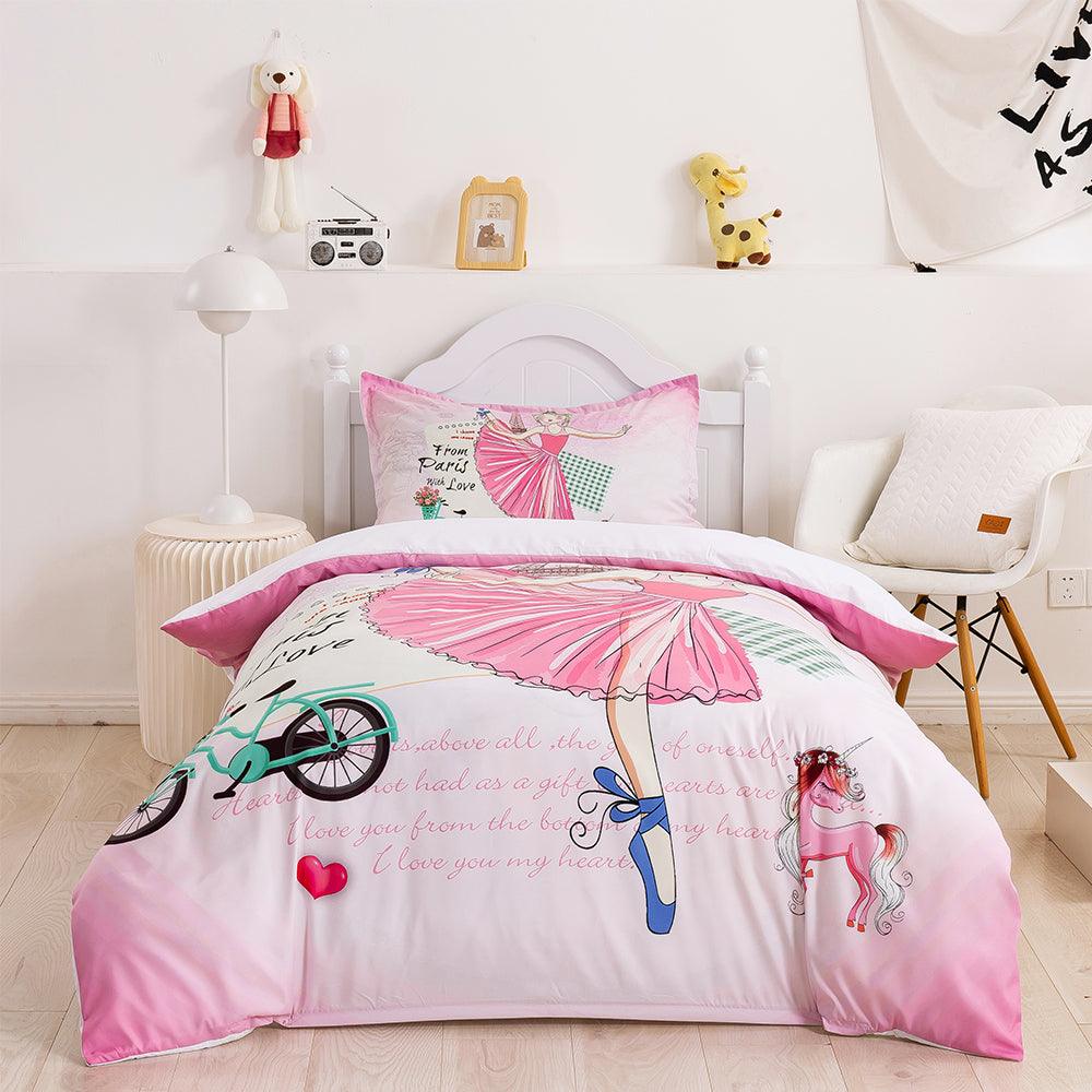 3D Cartoon Girl Pink Quilt Cover Set Bedding Set Duvet Cover Pillowcases 357