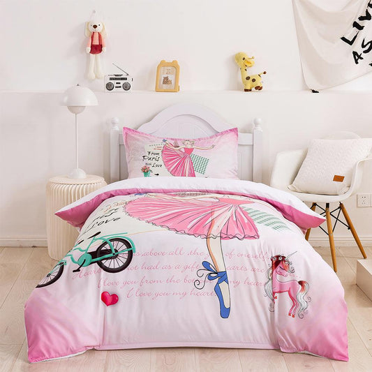 3D Cartoon Girl Pink Quilt Cover Set Bedding Set Duvet Cover Pillowcases 357