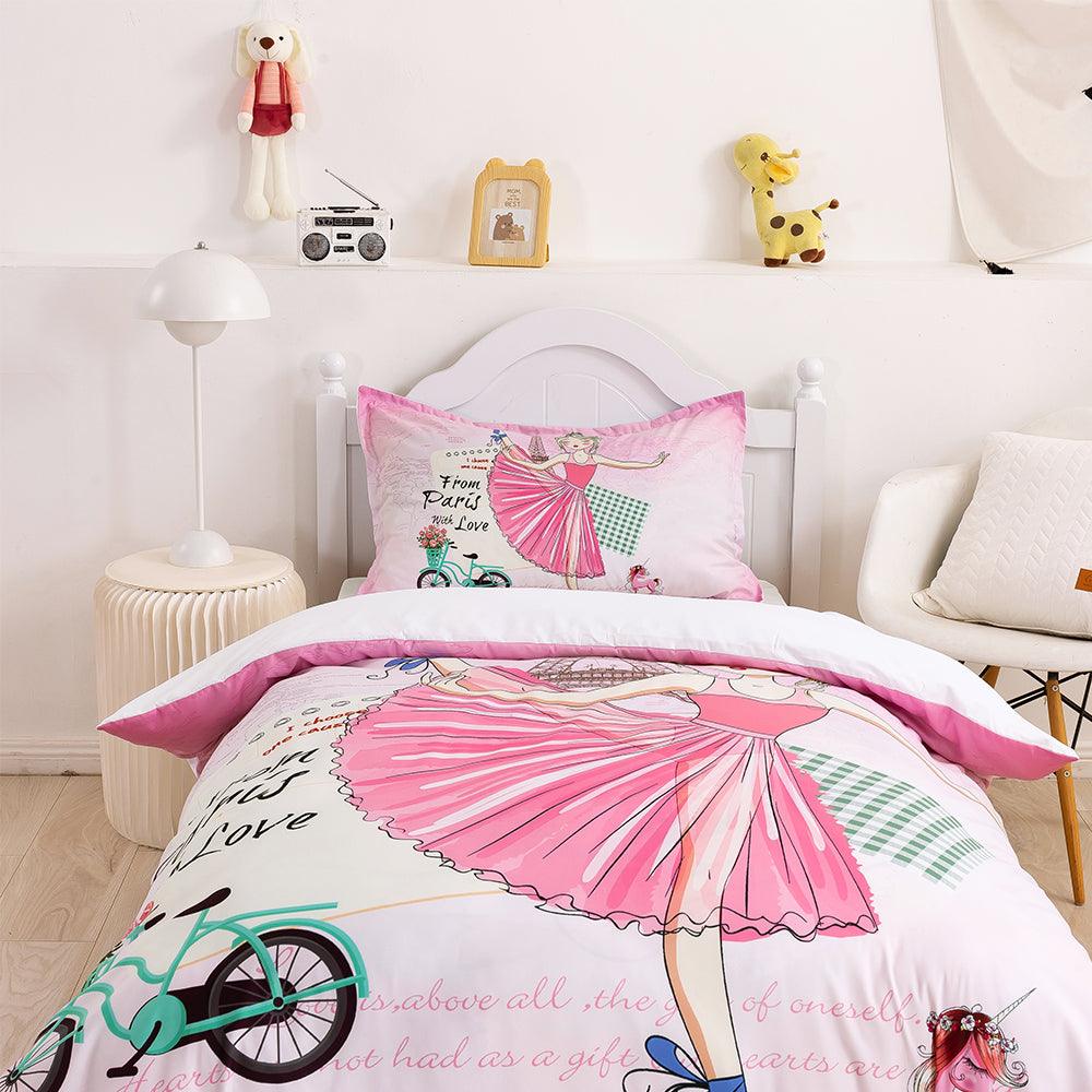 3D Cartoon Girl Pink Quilt Cover Set Bedding Set Duvet Cover Pillowcases 357