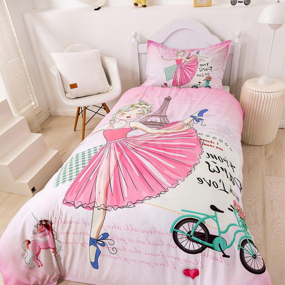3D Cartoon Girl Pink Quilt Cover Set Bedding Set Duvet Cover Pillowcases 357
