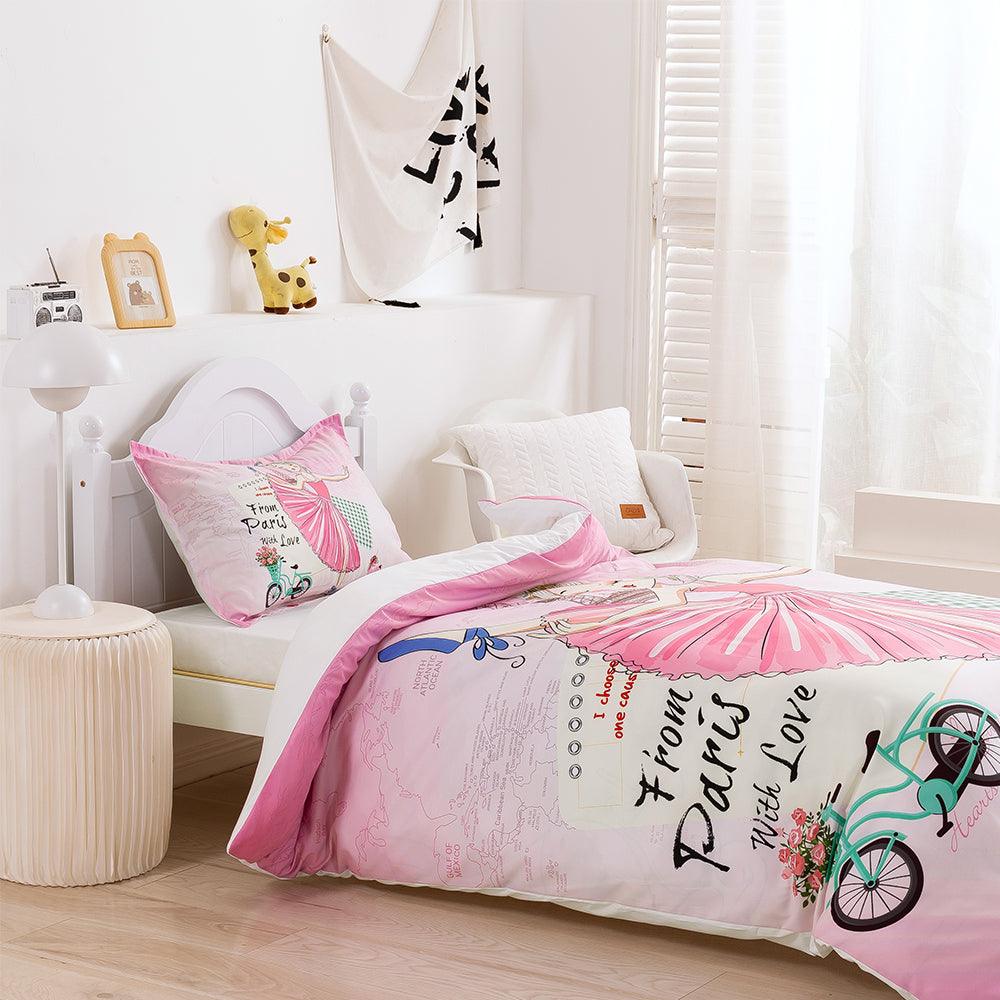 3D Cartoon Girl Pink Quilt Cover Set Bedding Set Duvet Cover Pillowcases 357