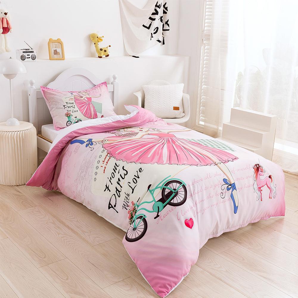3D Cartoon Girl Pink Quilt Cover Set Bedding Set Duvet Cover Pillowcases 357