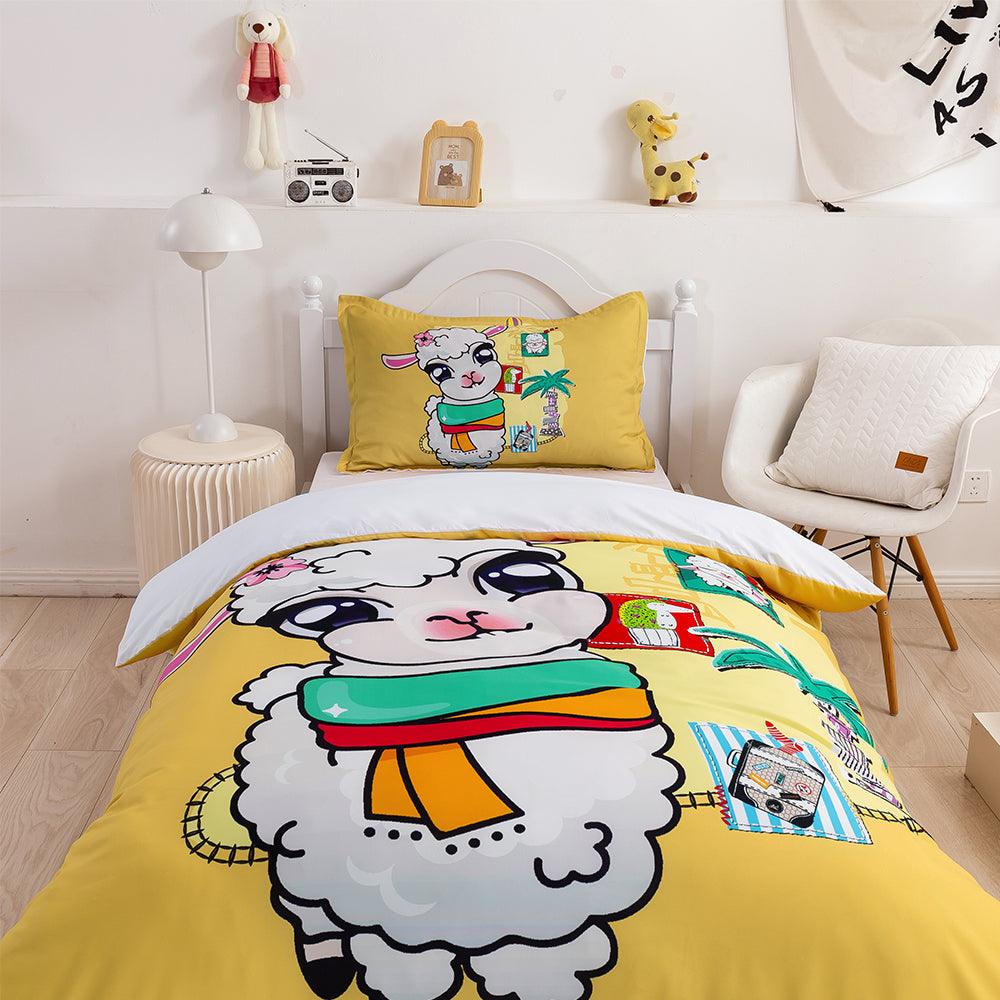 3D Cartoon Animal Sheep Yellow Quilt Cover Set Bedding Set Duvet Cover Pillowcases 361