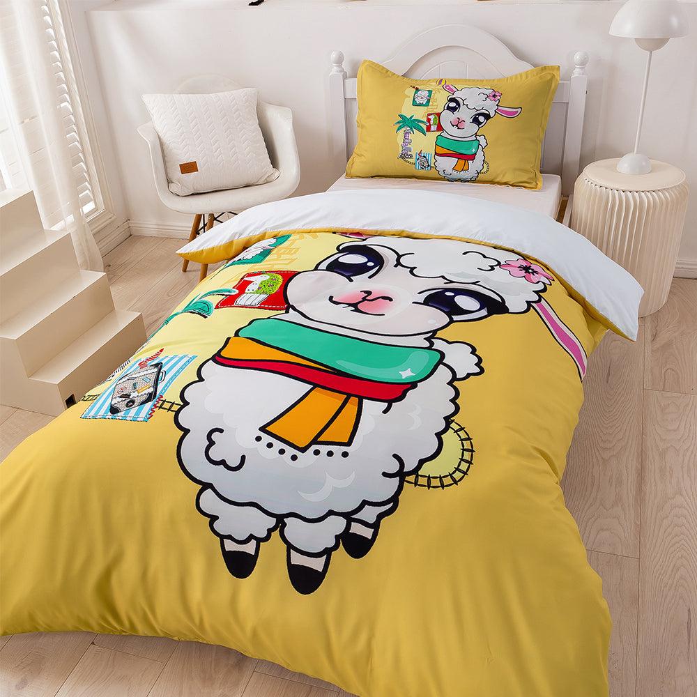 3D Cartoon Animal Sheep Yellow Quilt Cover Set Bedding Set Duvet Cover Pillowcases 361