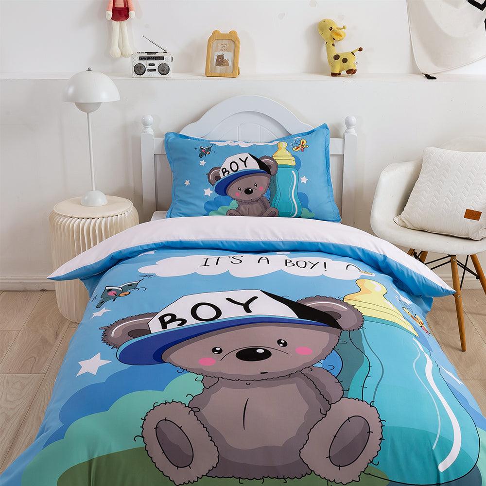 3D Cartoon Animal Bear Blue Quilt Cover Set Bedding Set Duvet Cover Pillowcases 362