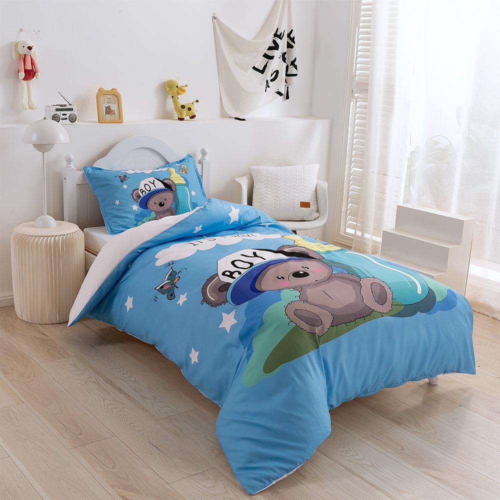 3D Cartoon Animal Bear Blue Quilt Cover Set Bedding Set Duvet Cover Pillowcases 362