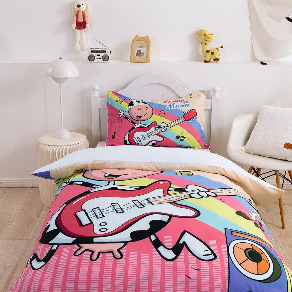 3D Cartoon Animal Cow Guitar Quilt Cover Set Bedding Set Duvet Cover Pillowcases 363