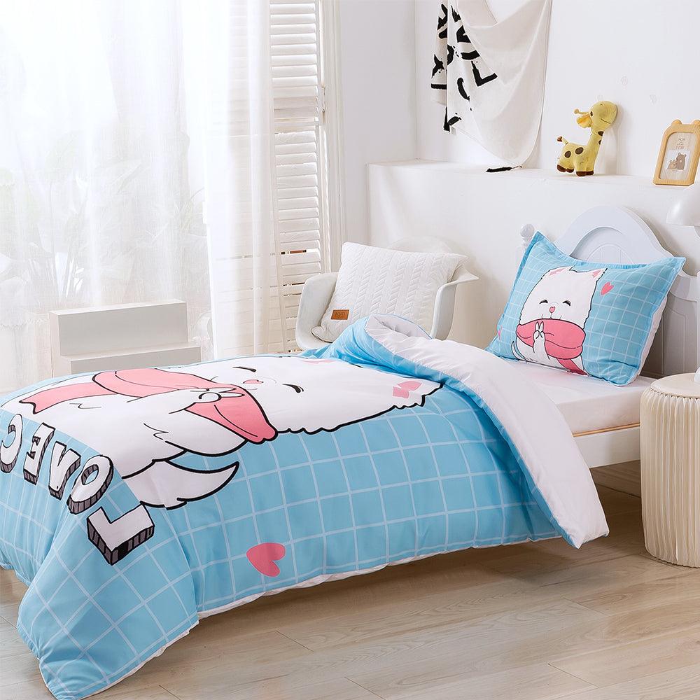 3D Cartoon Animal Cat Blue Quilt Cover Set Bedding Set Duvet Cover Pillowcases 365
