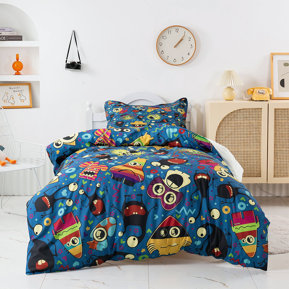 3D Blue Monster Cartoon Quilt Cover Set Bedding Set Duvet Cover Pillowcases 434