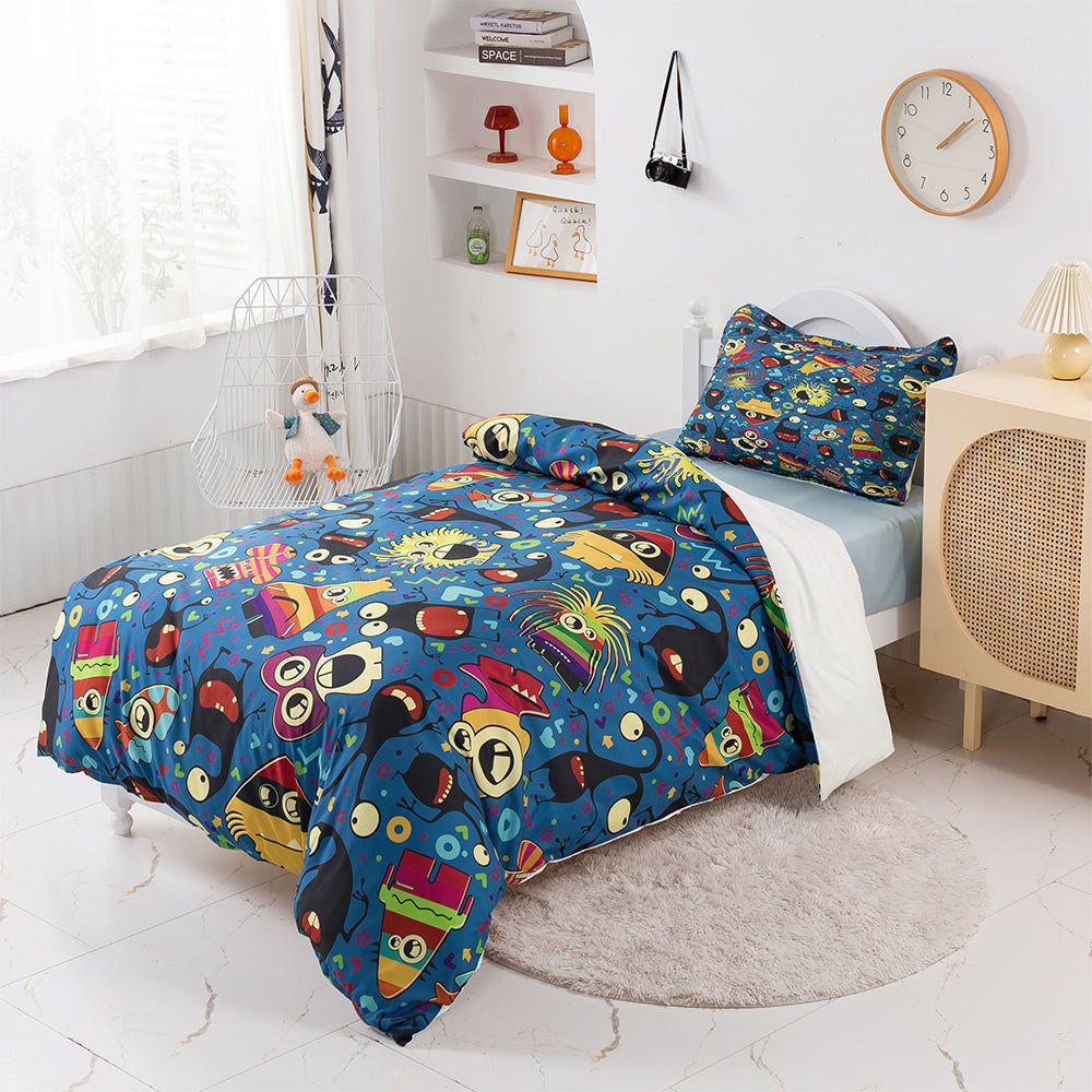 3D Blue Monster Cartoon Quilt Cover Set Bedding Set Duvet Cover Pillowcases 434