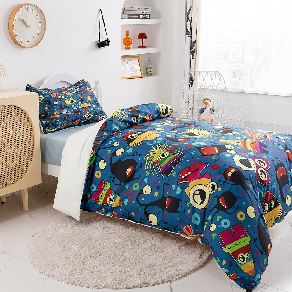3D Blue Monster Cartoon Quilt Cover Set Bedding Set Duvet Cover Pillowcases 434