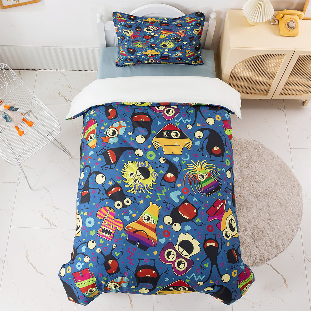 3D Blue Monster Cartoon Quilt Cover Set Bedding Set Duvet Cover Pillowcases 434