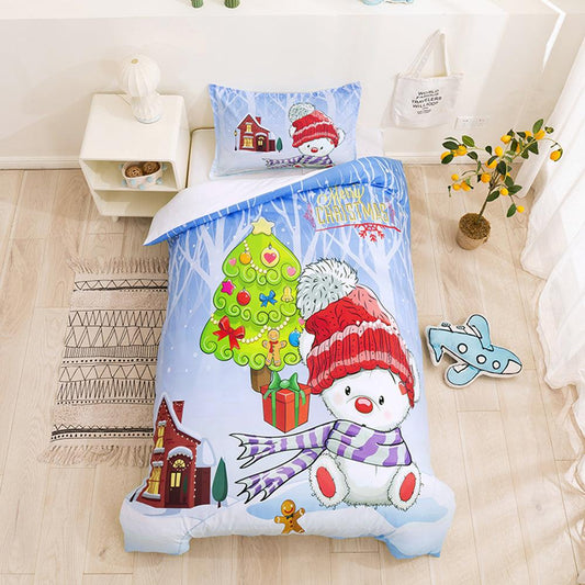 3D Cartoon Christmas Snowman Quilt Cover Set Bedding Set Duvet Cover Pillowcases 94