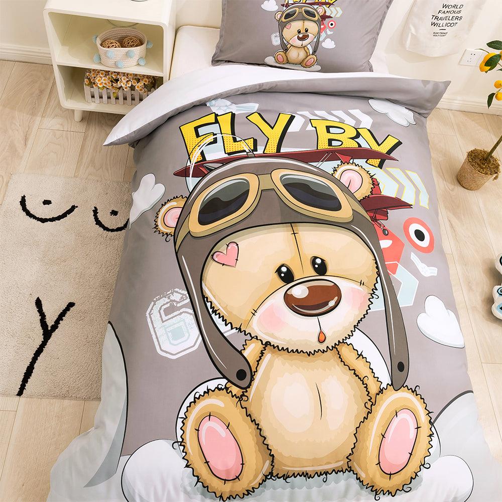 3D Cartoon Bear Pilot Quilt Cover Set Bedding Set Duvet Cover Pillowcases 95