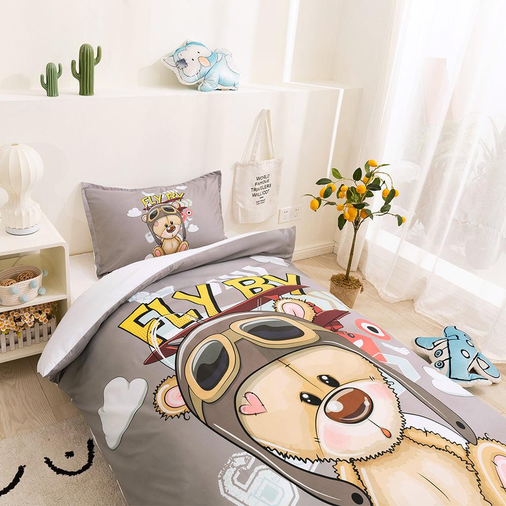 3D Cartoon Bear Pilot Quilt Cover Set Bedding Set Duvet Cover Pillowcases 95