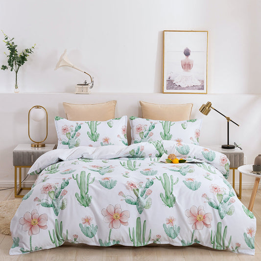 3D Cactus Floral Watercolor Pattern Quilt Cover Set Bedding Set Duvet Cover Pillowcase 34