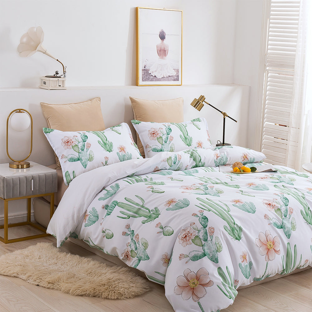 3D Cactus Floral Watercolor Pattern Quilt Cover Set Bedding Set Duvet Cover Pillowcase 34