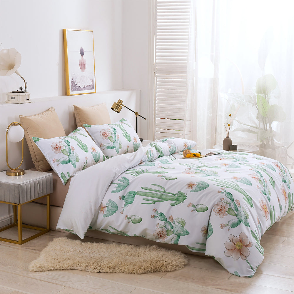 3D Cactus Floral Watercolor Pattern Quilt Cover Set Bedding Set Duvet Cover Pillowcase 34
