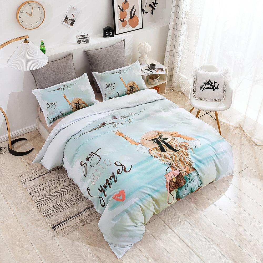 3D Beach Girl Landscape Quilt Cover Set Bedding Set Duvet Cover Pillowcases 54