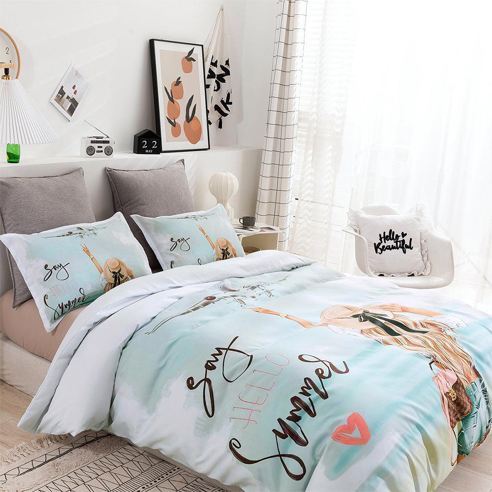 3D Beach Girl Landscape Quilt Cover Set Bedding Set Duvet Cover Pillowcases 54