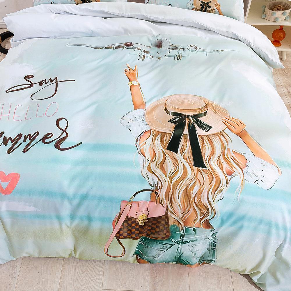 3D Beach Girl Landscape Quilt Cover Set Bedding Set Duvet Cover Pillowcases 54