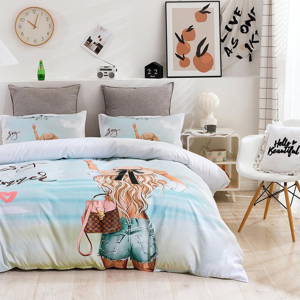3D Beach Girl Landscape Quilt Cover Set Bedding Set Duvet Cover Pillowcases 54