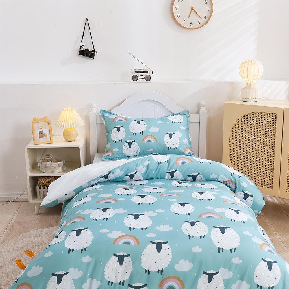 3D Cartoon Animal Sheep Rainbow Quilt Cover Set Bedding Set Duvet Cover Pillowcases 460