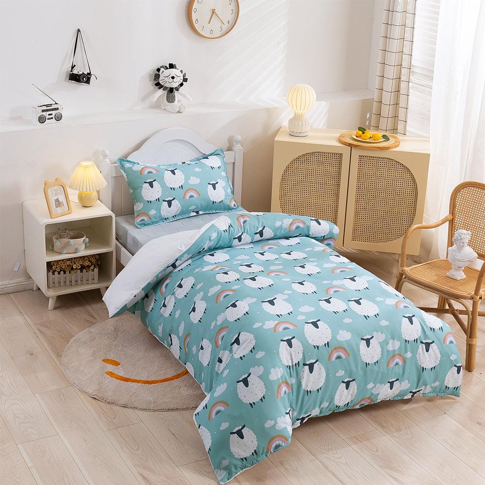 3D Cartoon Animal Sheep Rainbow Quilt Cover Set Bedding Set Duvet Cover Pillowcases 460