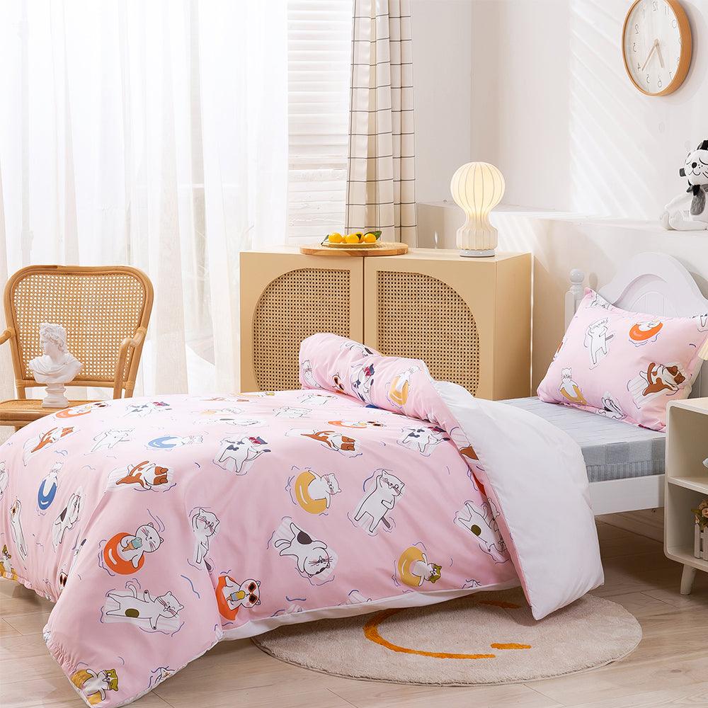3D Cartoon Animal Cat Pink Quilt Cover Set Bedding Set Duvet Cover Pillowcases 462