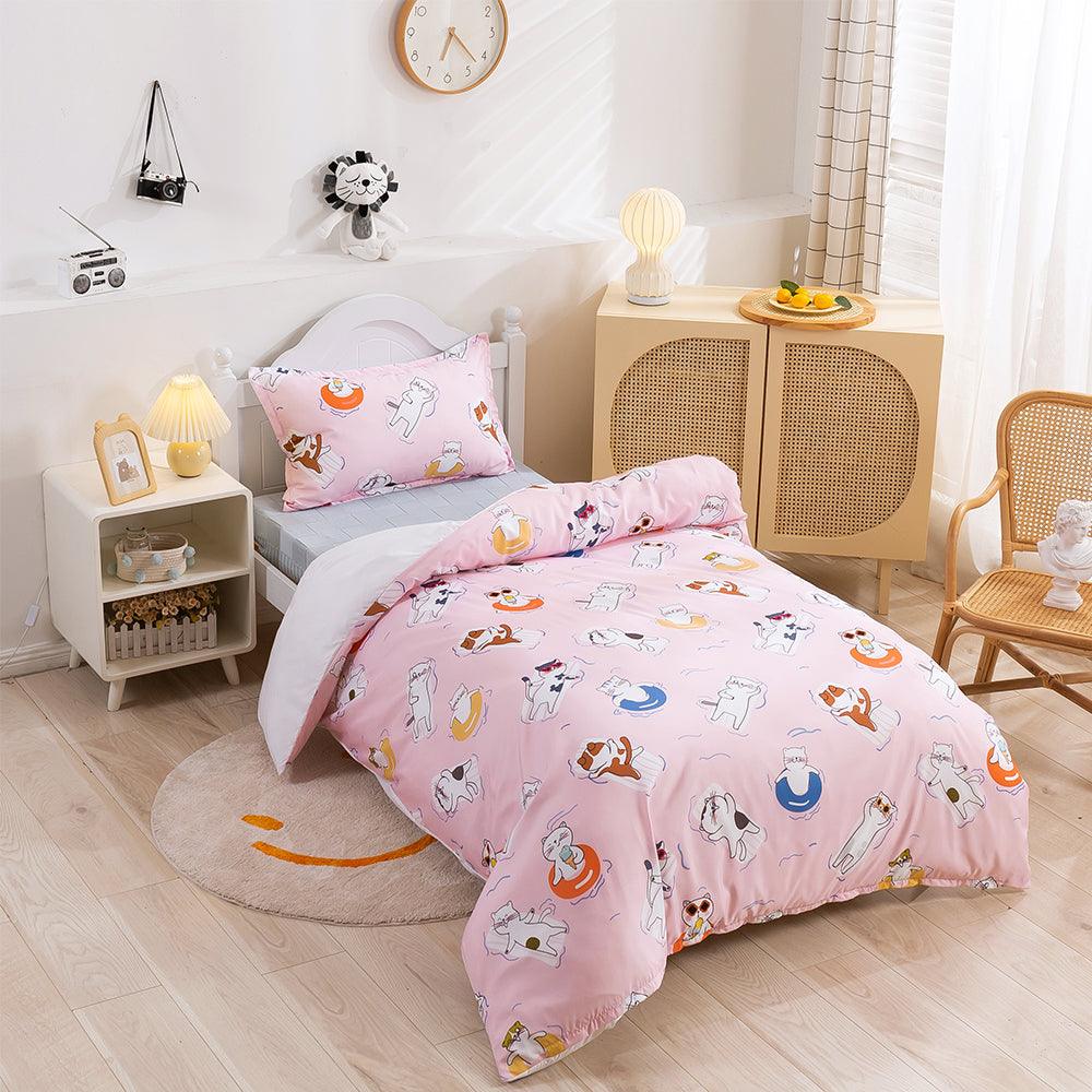 3D Cartoon Animal Cat Pink Quilt Cover Set Bedding Set Duvet Cover Pillowcases 462