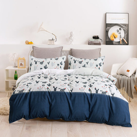 3D Cactus Pattern Blue Quilt Cover Set Bedding Set Duvet Cover Pillowcases 46