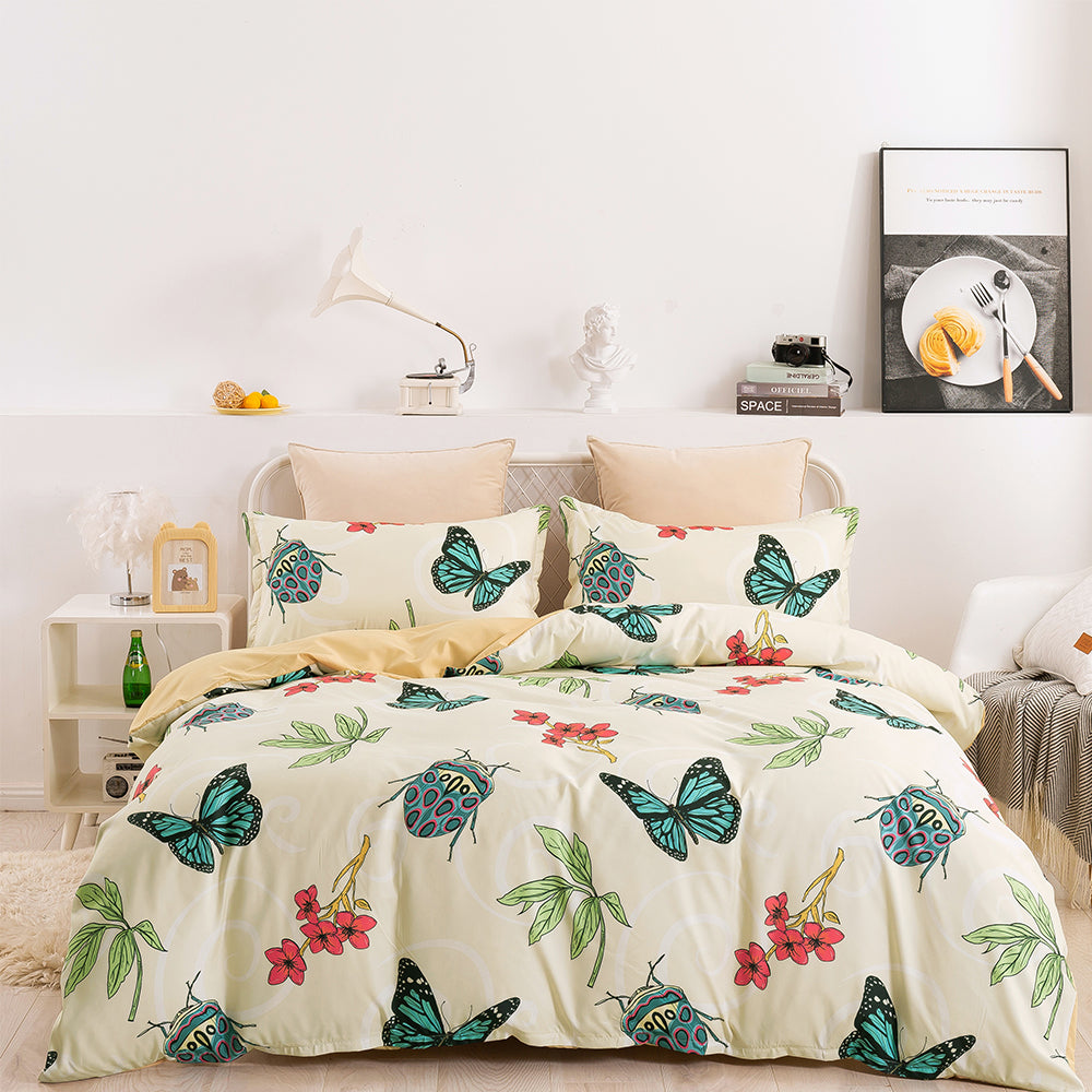 3D Butterfly Ladybird Floral Leaves Pattern Quilt Cover Set Bedding Set Duvet Cover Pillowcases 39