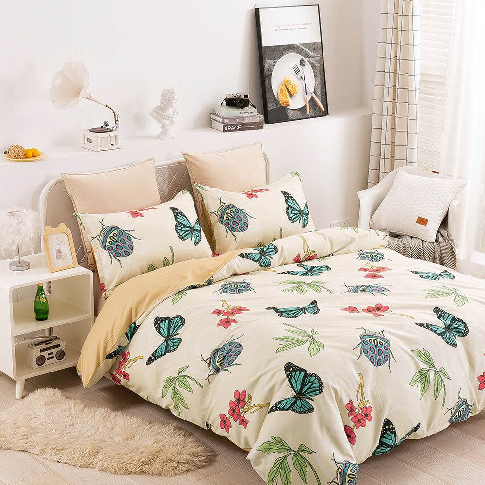3D Butterfly Ladybird Floral Leaves Pattern Quilt Cover Set Bedding Set Duvet Cover Pillowcases 39