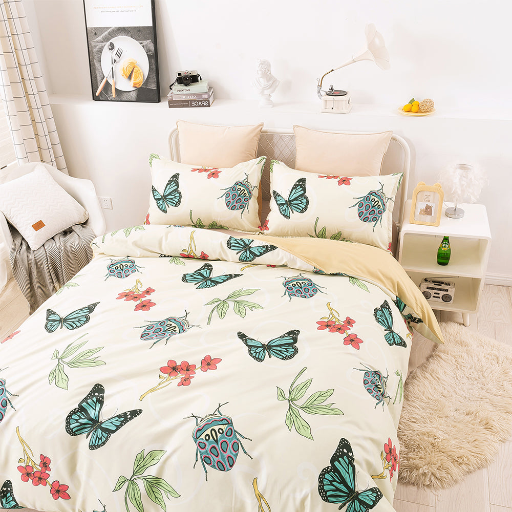 3D Butterfly Ladybird Floral Leaves Pattern Quilt Cover Set Bedding Set Duvet Cover Pillowcases 39