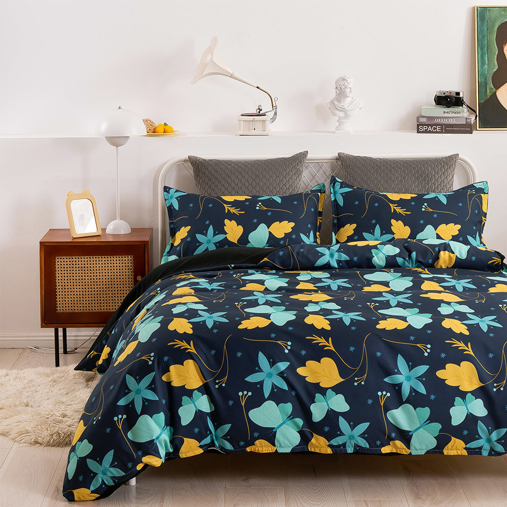 3D Butterfly Leaves Floral Pattern Quilt Cover Set Bedding Set Duvet Cover Pillowcases 42